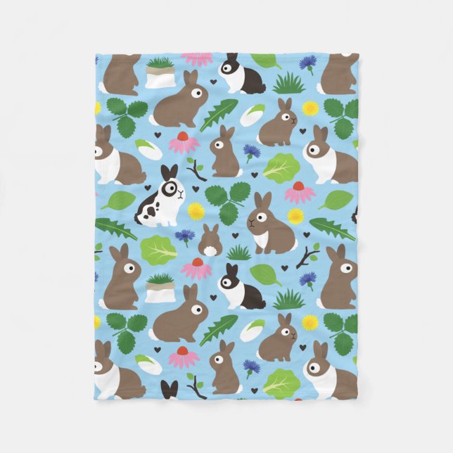 Bunnies And Their Treats Fleece Blanket (Front)