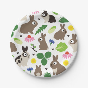 Bunnies And Their Treats Paper Plate