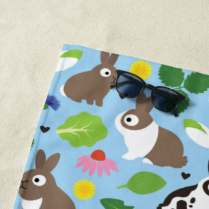 Bunnies And Their Treats Seamless Pattern Beach Towel
