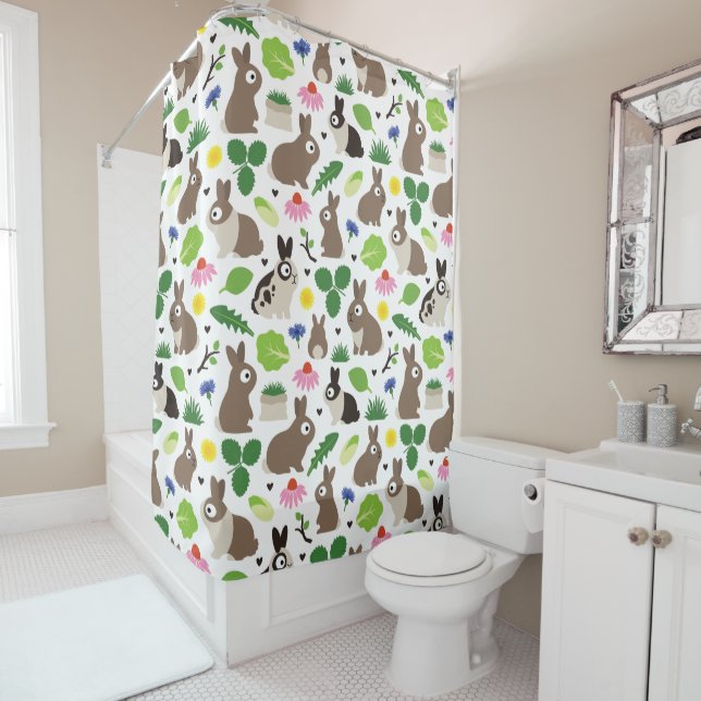 Bunnies And Their Treats Shower Curtain (In Situ)
