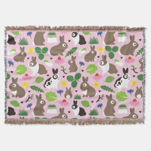 Bunnies And Their Treats Throw Blanket