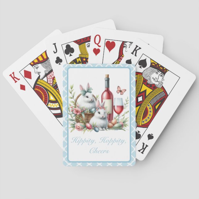 Bunnies and wine Easter Classic Playing Cards (Back)