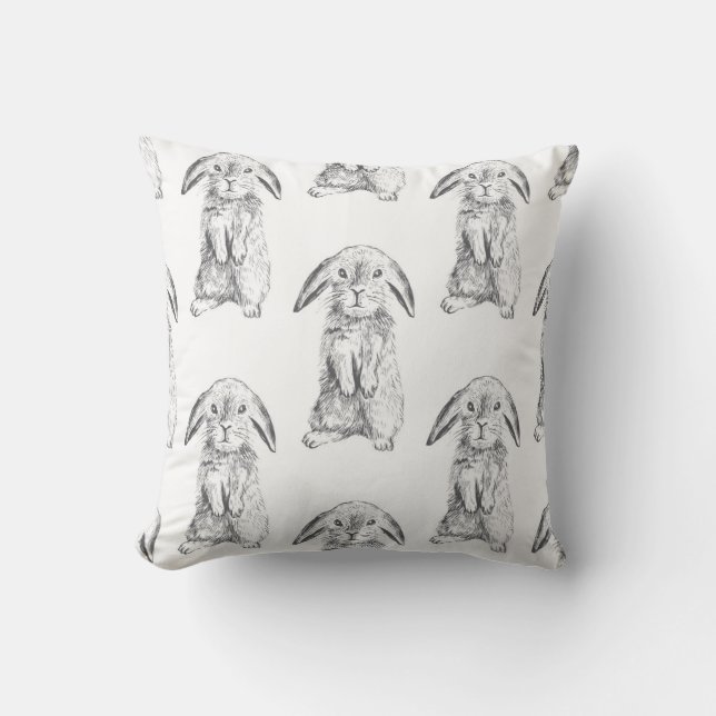 Bunnies, B/W Cushion (Front)