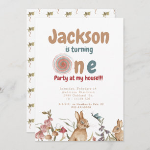 Bunnies Baby 1st Birthday Party II Invitation