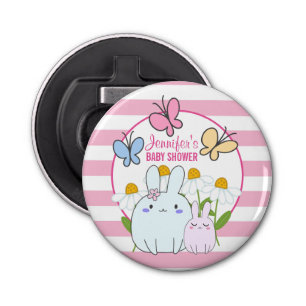 Bunnies, Butterflies & Daisies Baby Shower Bottle Opener