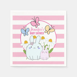 Bunnies, Butterflies & Daisies Baby Shower Napkin