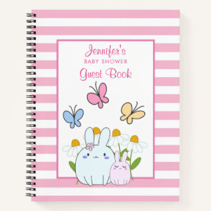 Bunnies, Butterflies & Daisies Baby Shower Notebook