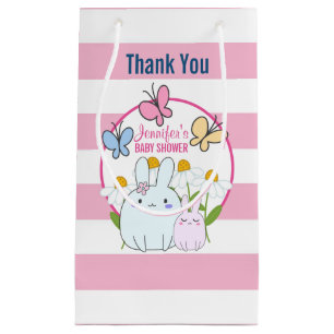 Bunnies, Butterflies & Daisies Baby Shower Small Gift Bag