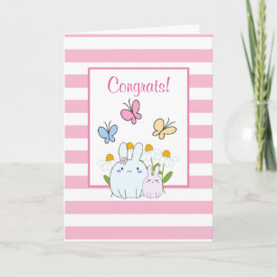 Bunnies, Butterflies & Daisies Congrats Card
