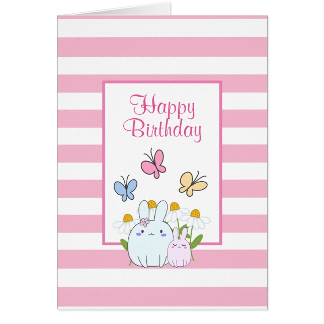 Bunnies, Butterflies & Daisies Happy Birthday (Front)