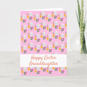 Bunnies, Carrots and Purple Tulips Pattern Holiday Card
