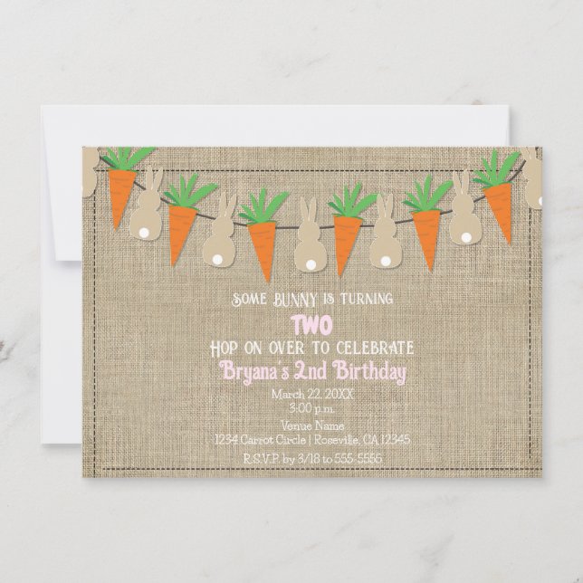 Bunnies & Carrots Easter Garland Birthday Party Invitation (Front)