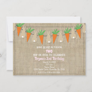 Bunnies & Carrots Easter Garland Birthday Party Invitation