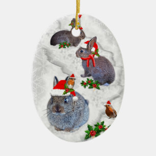 Bunnies Christmas Party Ornament