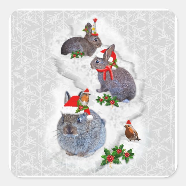 Bunnies Christmas Party Sticker (Front)