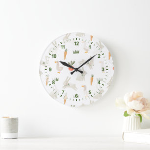 Bunnies & Ducks on the Farm Pattern Large Clock