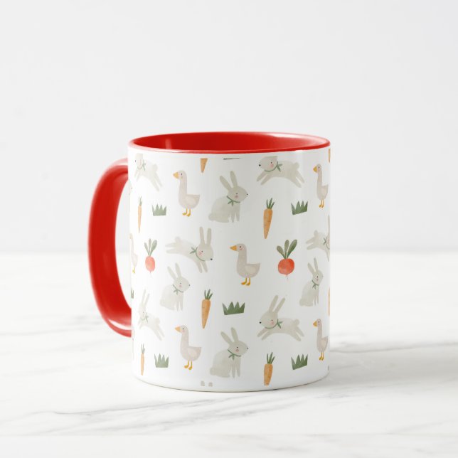 Bunnies & Ducks on the Farm Pattern Mug (Front Left)