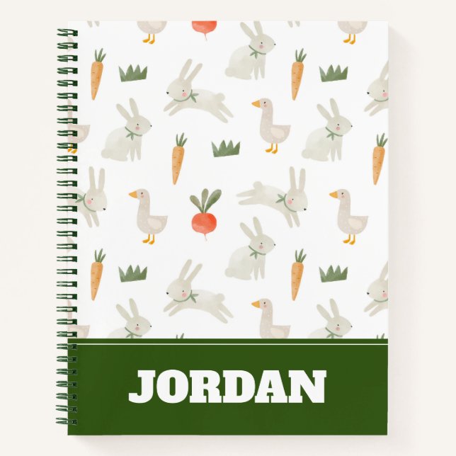 Bunnies & Ducks on the Farm Pattern Notebook (Front)