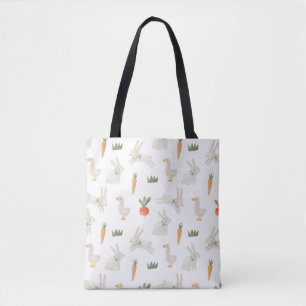 Bunnies & Ducks on the Farm Pattern Tote Bag