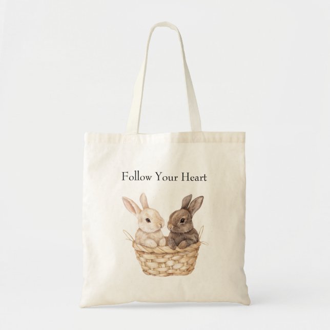 Bunnies in a basket   tote bag (Front)