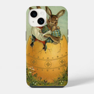 Bunnies in a Gold Egg, Vintage Victorian Easter iPhone 14 Case