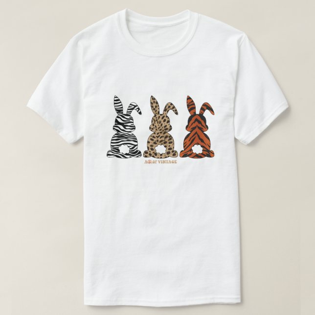 Bunnies In Animal Prints T-Shirt (Design Front)