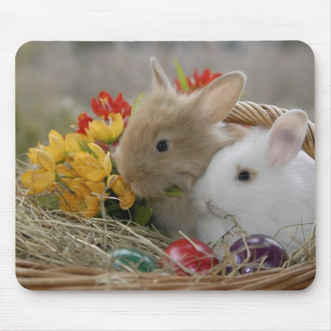 Bunnies In Basket Mouse Mat (Front)