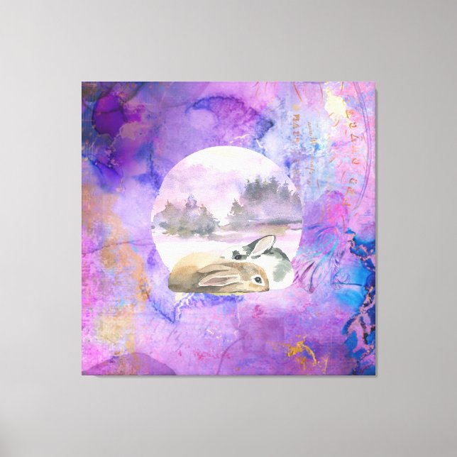 Bunnies in Lavender Dream Canvas Print (Front)