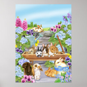 Bunnies in the Garden Poster