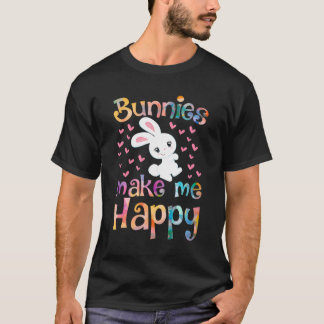 Bunnies Make Me Happy Bunny Rabbit Girls Kids Pet T-Shirt