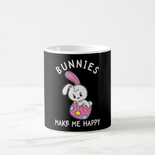 Bunnies Make Me Happy Easter Egg Hunting Basket Coffee Mug