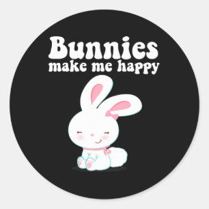 Bunnies Make Me Happy Toddler Girl Kid Mum Cute Ea Classic Round Sticker
