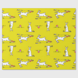 Bunnies on a Yellow Background Wrapping Paper
