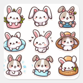 Bunnies part 2 square sticker