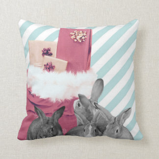 Bunnies Peeking in Santa’s Sack Cushion