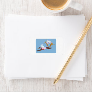 Bunnies riding Greyhounds Label