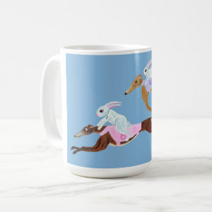 Bunnies riding Greyhounds Mug