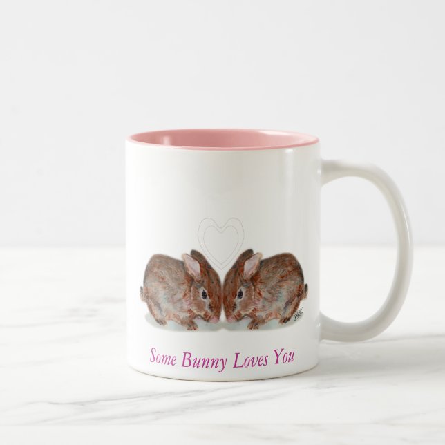 bunnies, Some Bunny Loves You Two-Tone Coffee Mug (Right)