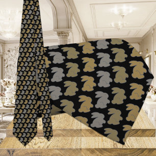 Bunnies Tie Armani Gold Black Tie