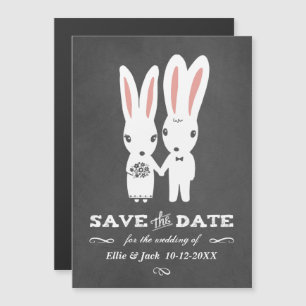 Bunnies Wedding Chalkboard Style Save the Date Magnetic Invitation