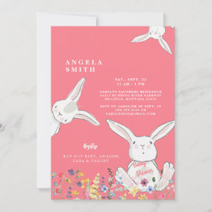 Bunnies & Wildflowers Colourful Baby Shower Invitation