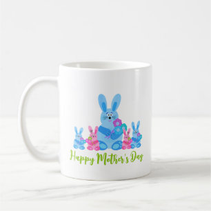 Bunnies with flowers coffee mug