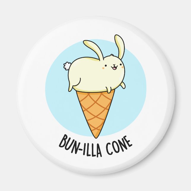 Bunnilla Cone Funny Bunny Vanilla Ice Cream Pun Magnet (Front)