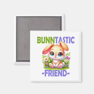 Bunntastic Friend pun. Cute Bunny Rabbit cartoon Magnet