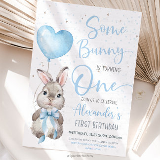 Bunny 1st Birthday Boy  Invitation