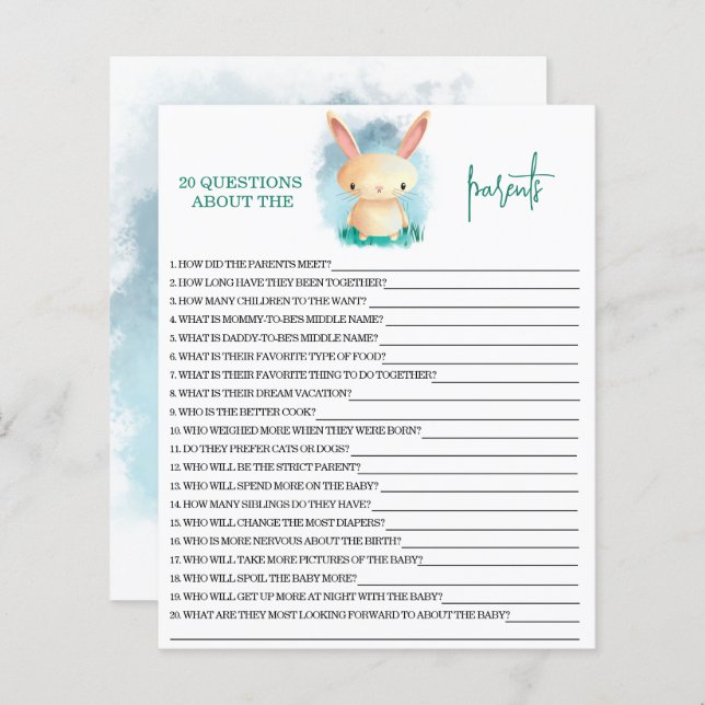 Bunny - 20 Questions about the Parents game (Front/Back)