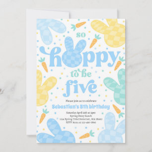 Bunny 5th Birthday Party Spring Boy Bunny Birthday Invitation