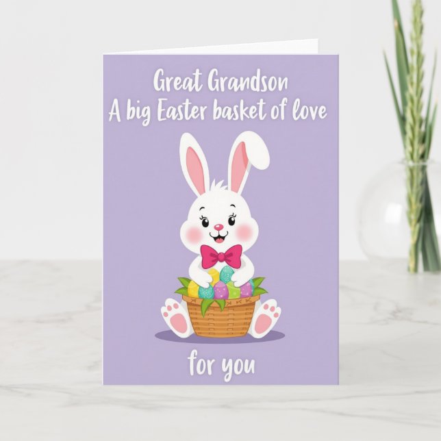 Bunny And Basket Happy Day Card (Front)