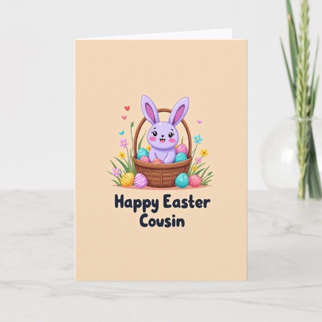 Bunny And Basket Spring Card (Front)