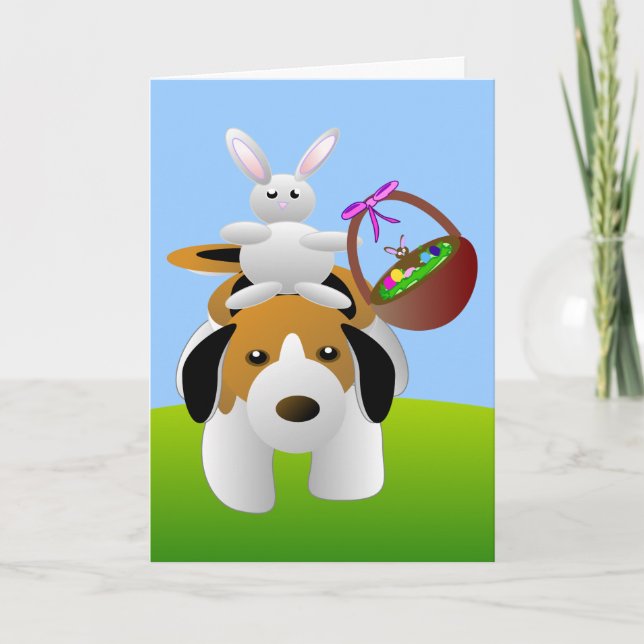 Bunny and Beagle Easter Card (Front)